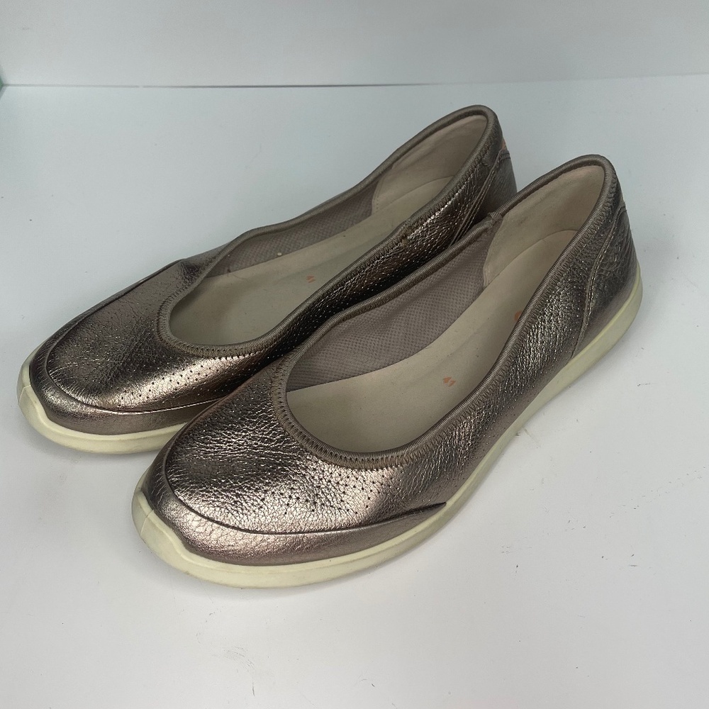 ECCO Metallic Ballet Flats Women’s Size 10 Comfort Slip-On Shoes